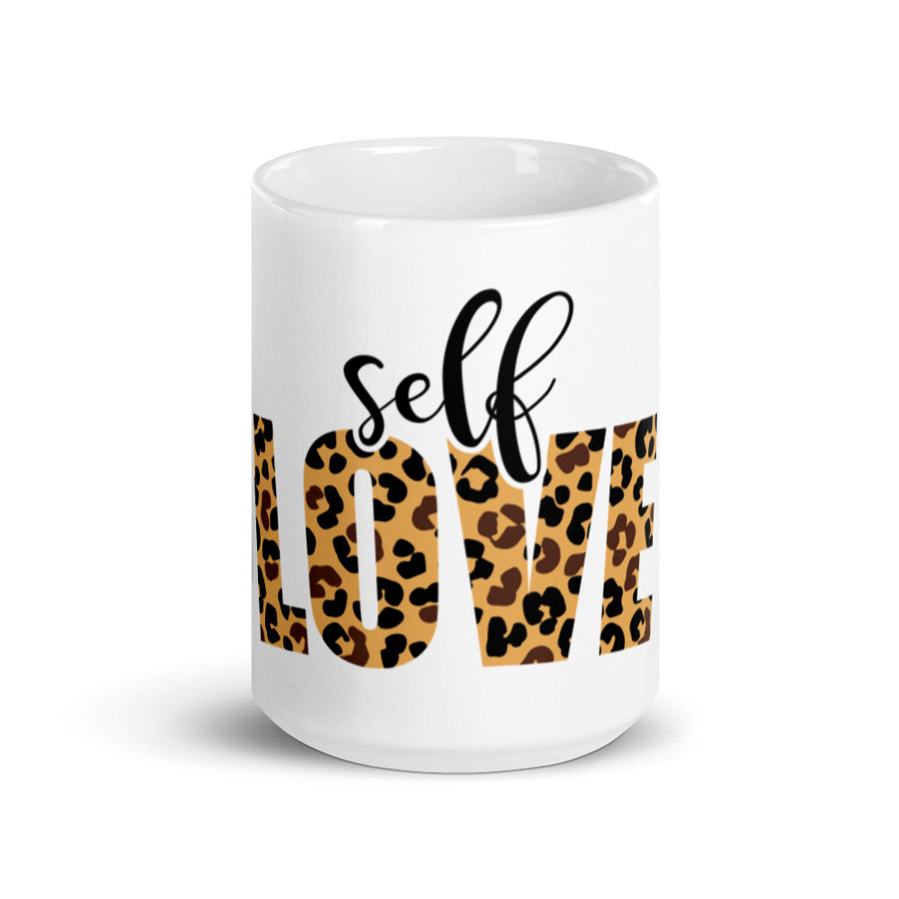Self Love White glossy mug