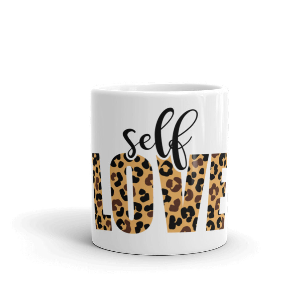 Self Love White glossy mug